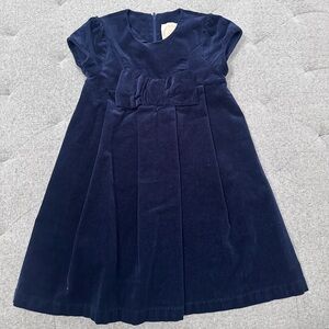 TBBC pleated bow navy blue corduroy dress size 7